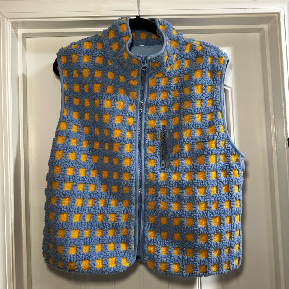Checkered Sherpa vest